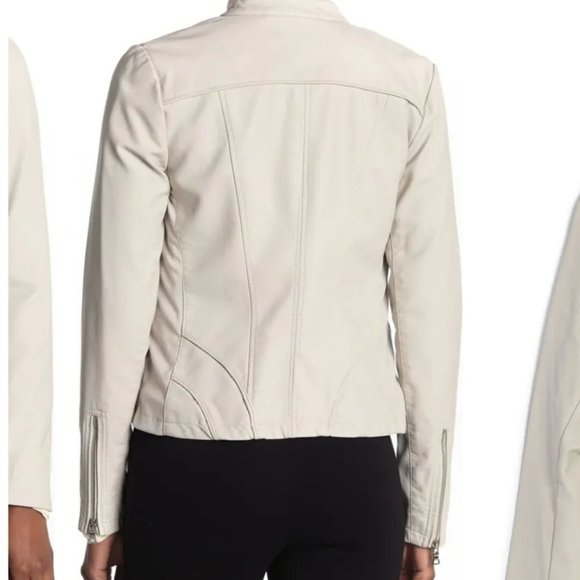 NEW GUESS FAUX LEATHER FRONT ZIP JACKET - Picture 6 of 12